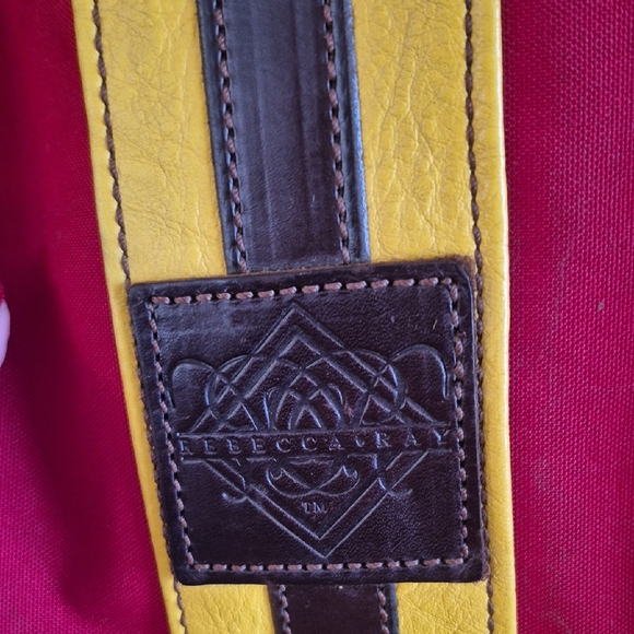 Rebecca Ray Designs Nylon And Leather Red Yellow Brown Crossbody Bag Equestrian - Picture 9 of 16